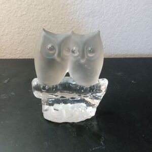 EXQUISITE Signed REIJMYRE SWEDEN Crystal Owls Pair 5" Figurine.